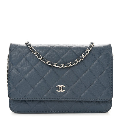 Chanel Caviar Quilted Wallet on Chain WOC Blue 1 of 14