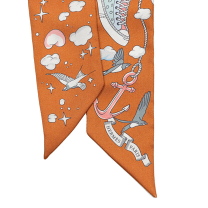 Hermes Silk Sur Mon Nuage Twilly Abricot Bleu Multicolor 2 of 4