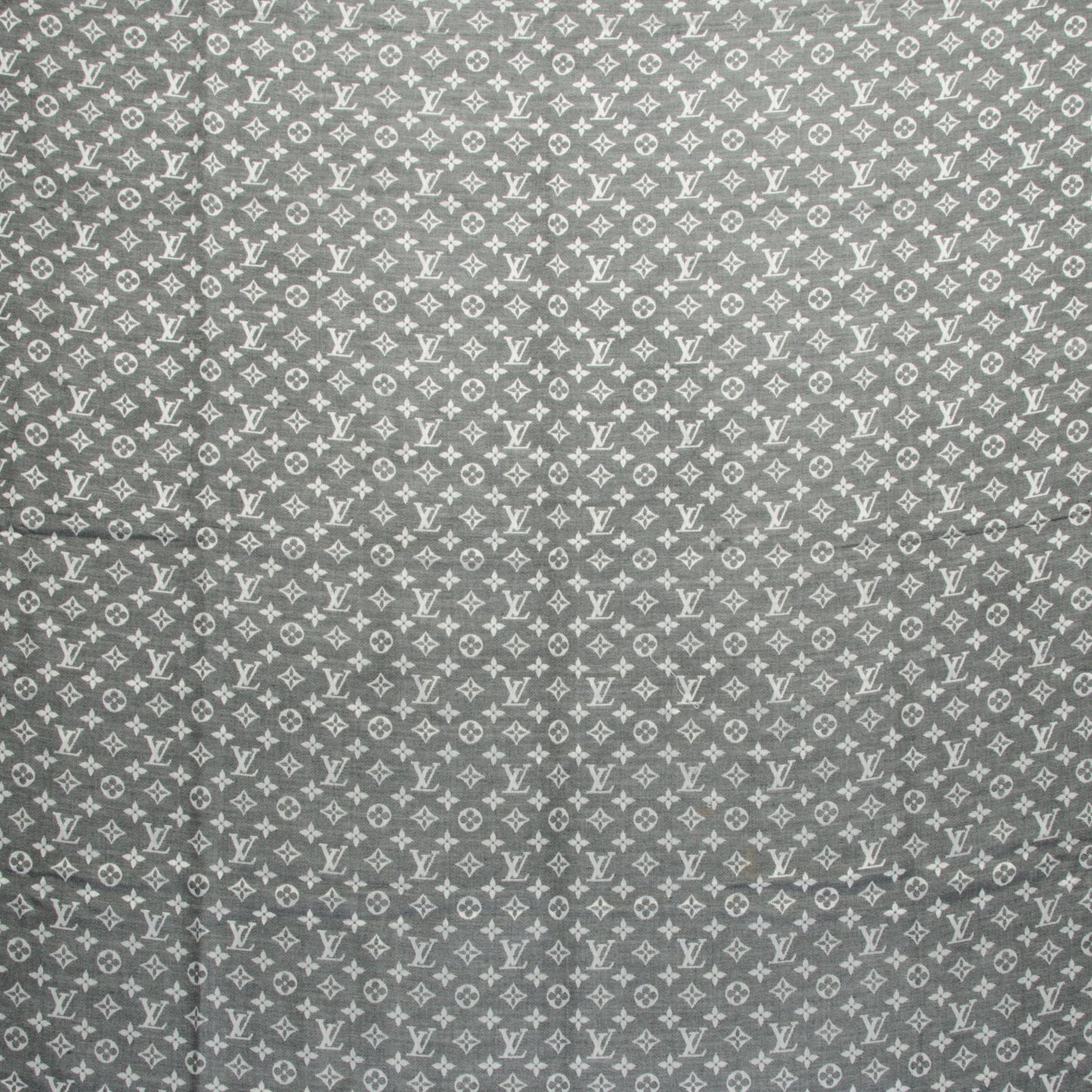Wool Silk Monogram Denim Shawl Black