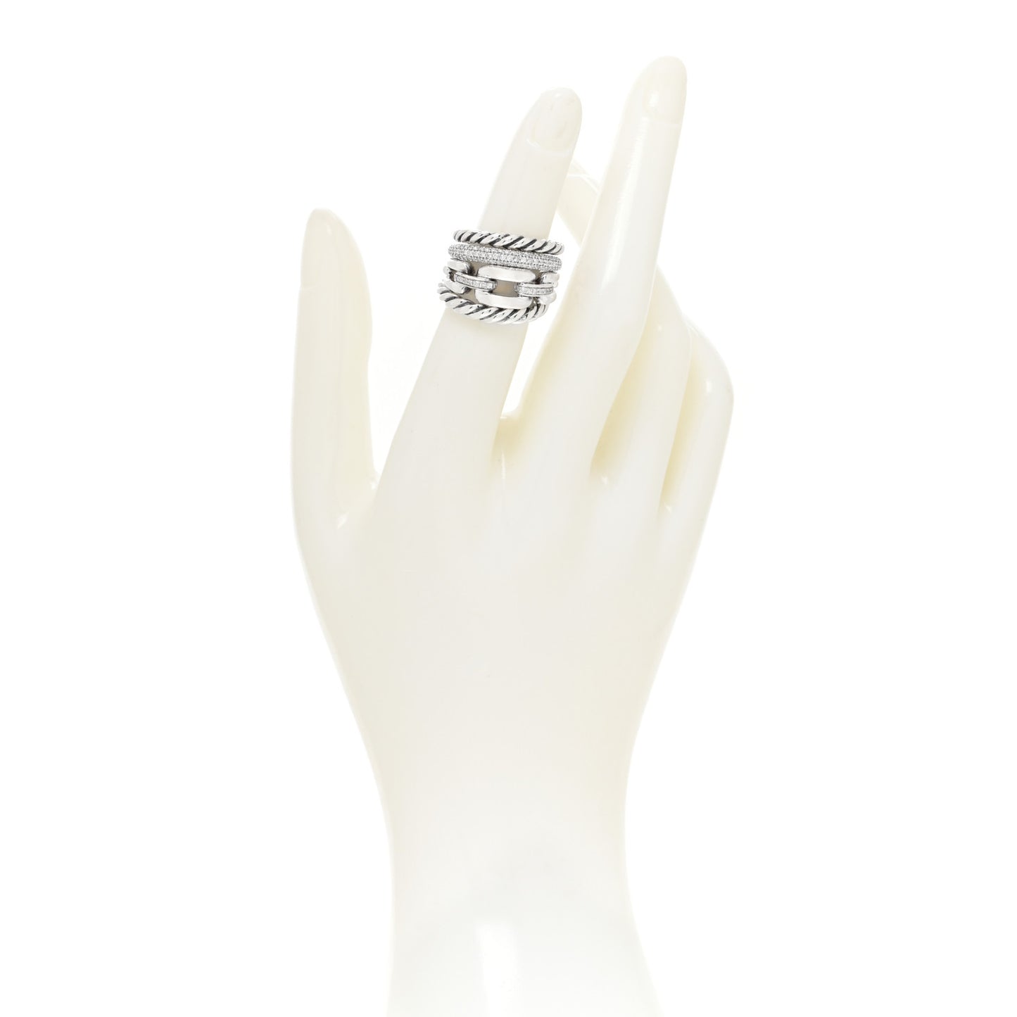 Sterling Silver Diamond Wellesley Four-Row Ring 49 4.75