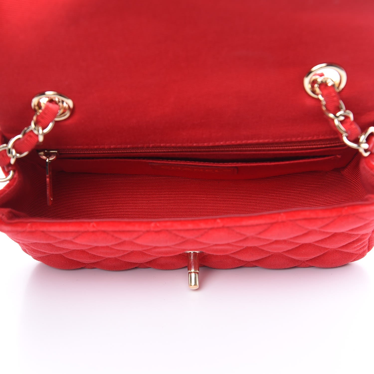 Chanel Velvet Quilted Mini Rectangular Flap Red 5 of 15