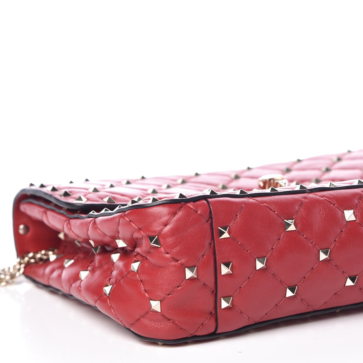 Nappa Medium Rockstud Spike Shoulder Bag Rosso Valentino