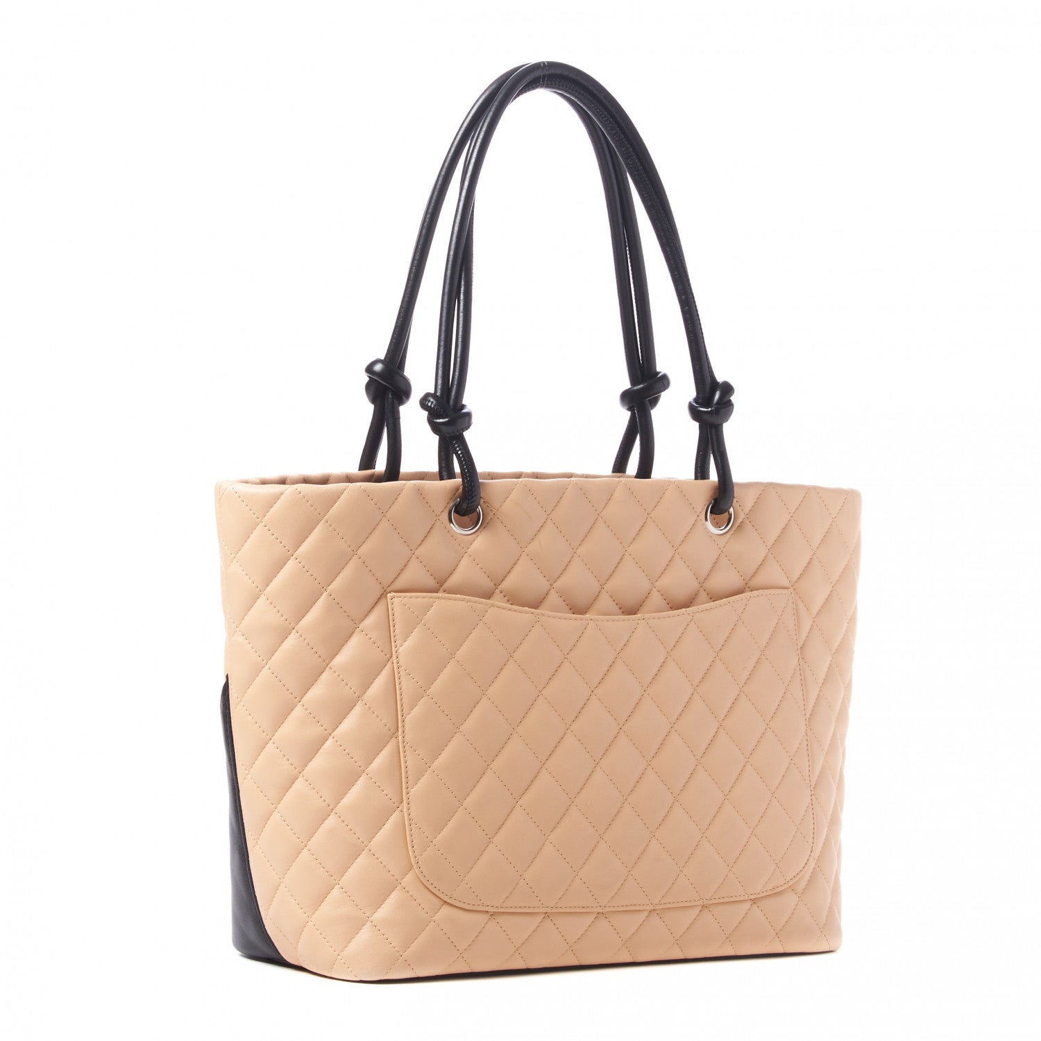 Chanel Calfskin Quilted Large Cambon Tote Beige Black 2 of 9