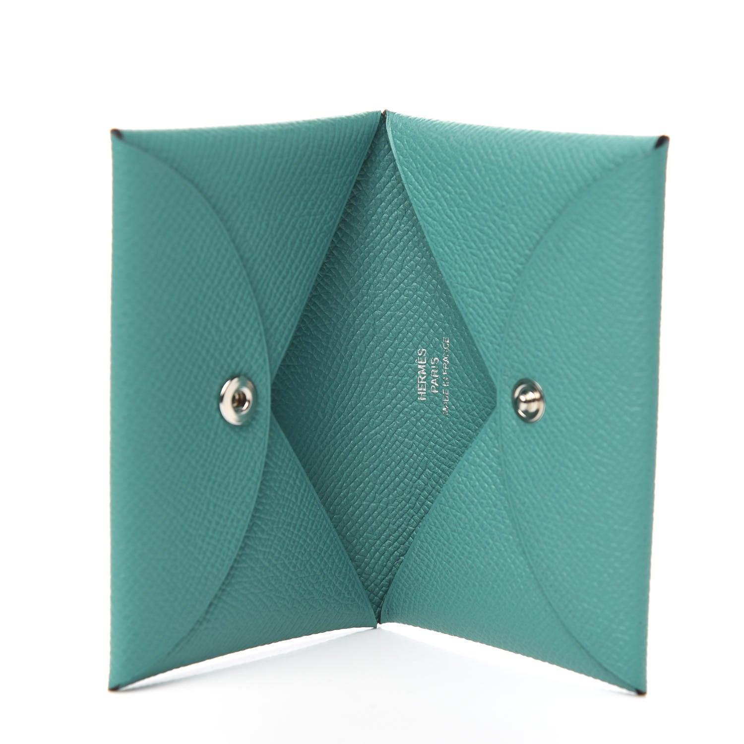 Hermes Epsom Calvi Card Case Bleu Paon 4 of 7