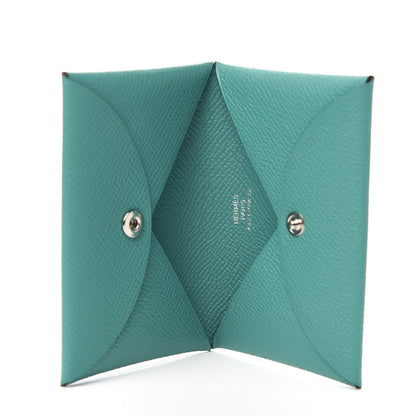 Hermes Epsom Calvi Card Case Bleu Paon 4 of 7