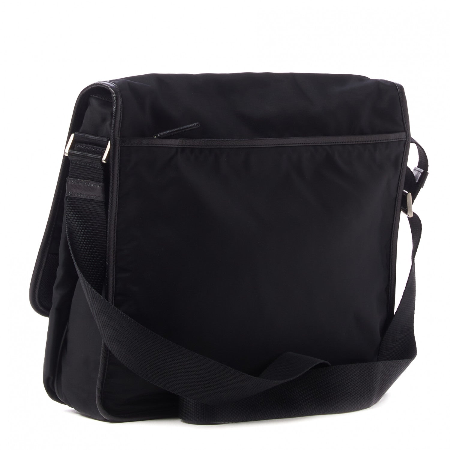 Prada Tessuto Nylon Saffiano Logo Messenger Bag Black 2 of 7