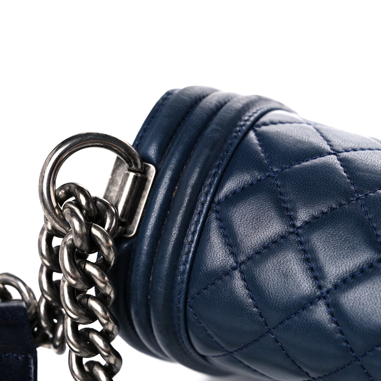 Lambskin Quilted Medium Boy Flap Dark Navy