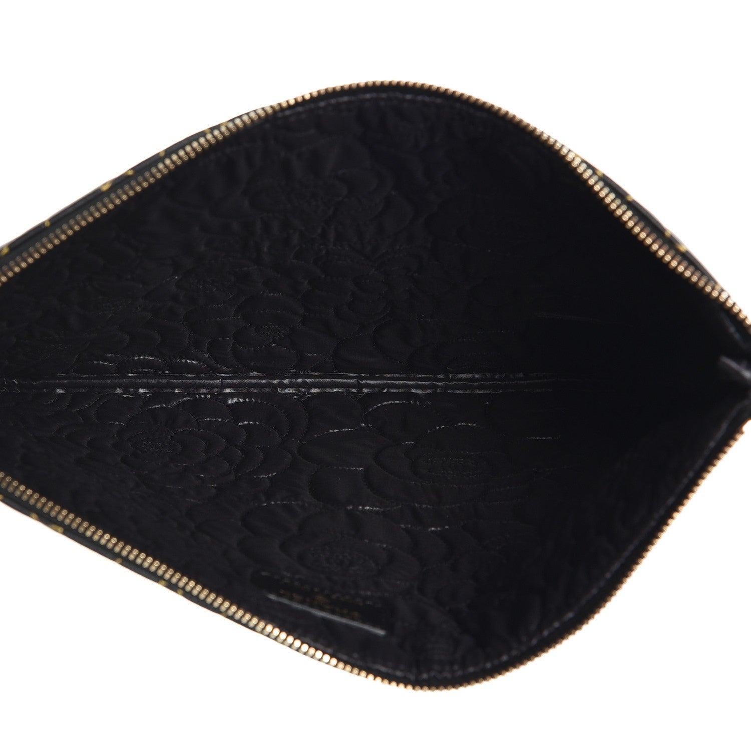 Chanel Lambskin Camellia Embossed Medium Cosmetic Case Black Gold 5 of 8