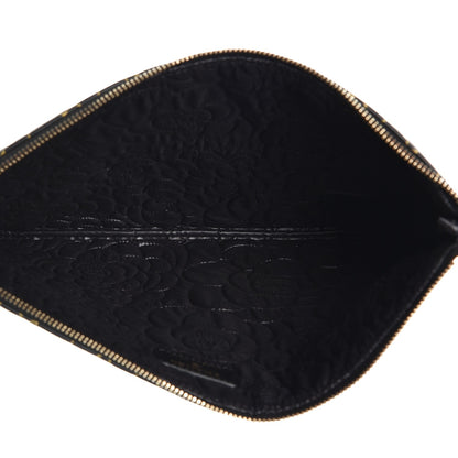 Chanel Lambskin Camellia Embossed Medium Cosmetic Case Black Gold 5 of 8