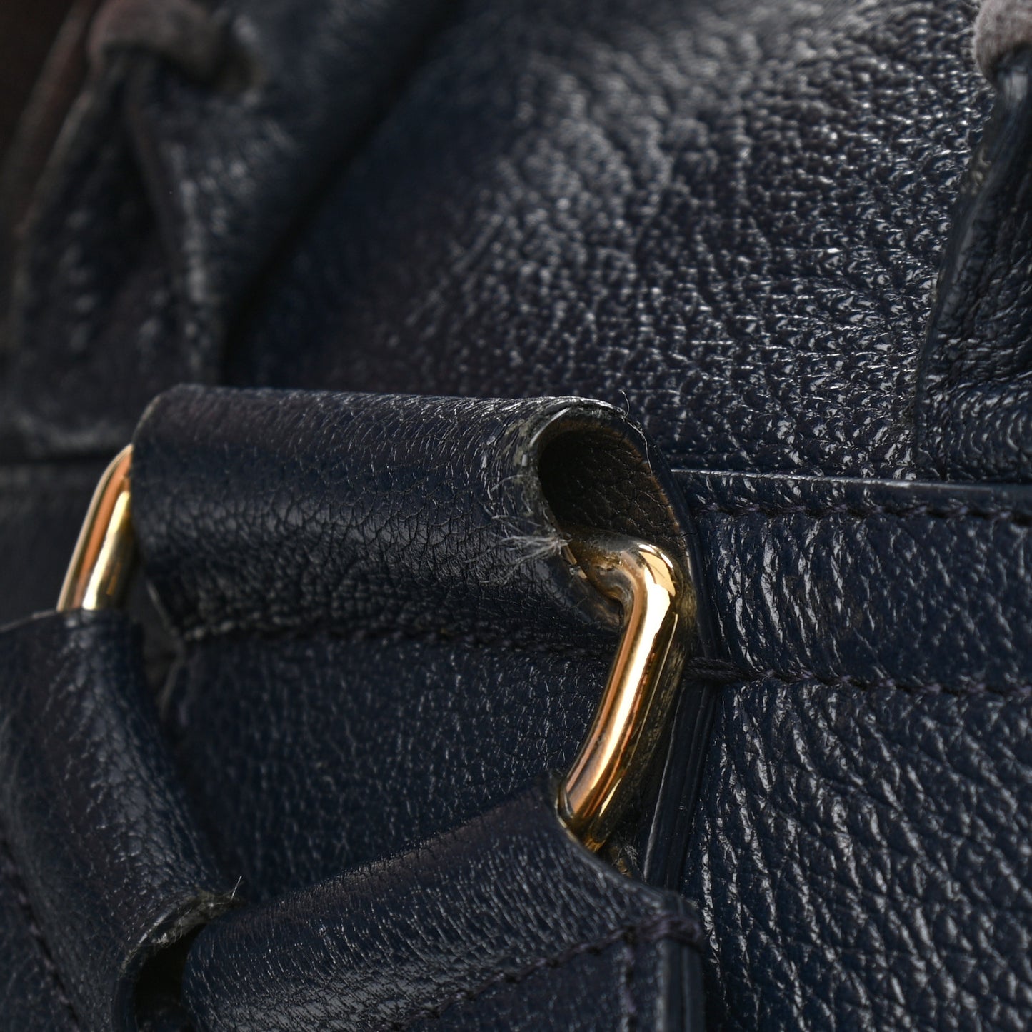 Chevre Gold Metallic Edge Hardware Backpack Bleu Nuit