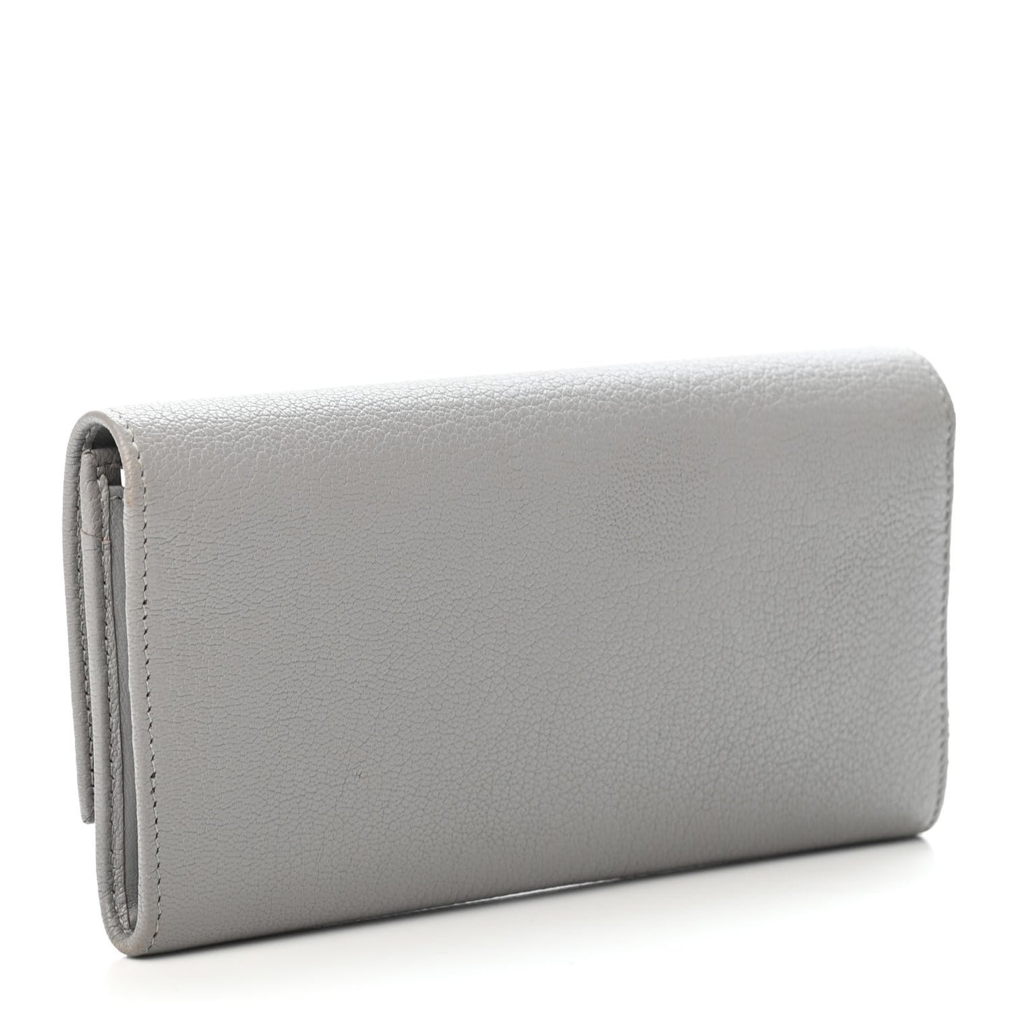 Goatskin Pandora Flap Continental Wallet Pearl Grey