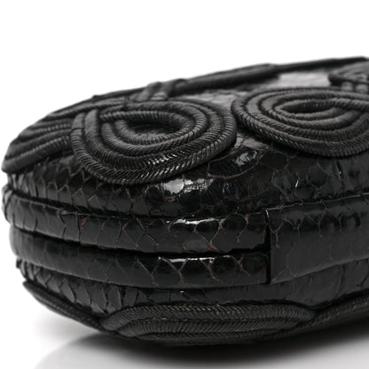 Bottega Veneta Snakeskin Passamaneria Woven Knot Clutch Black 7 of 8