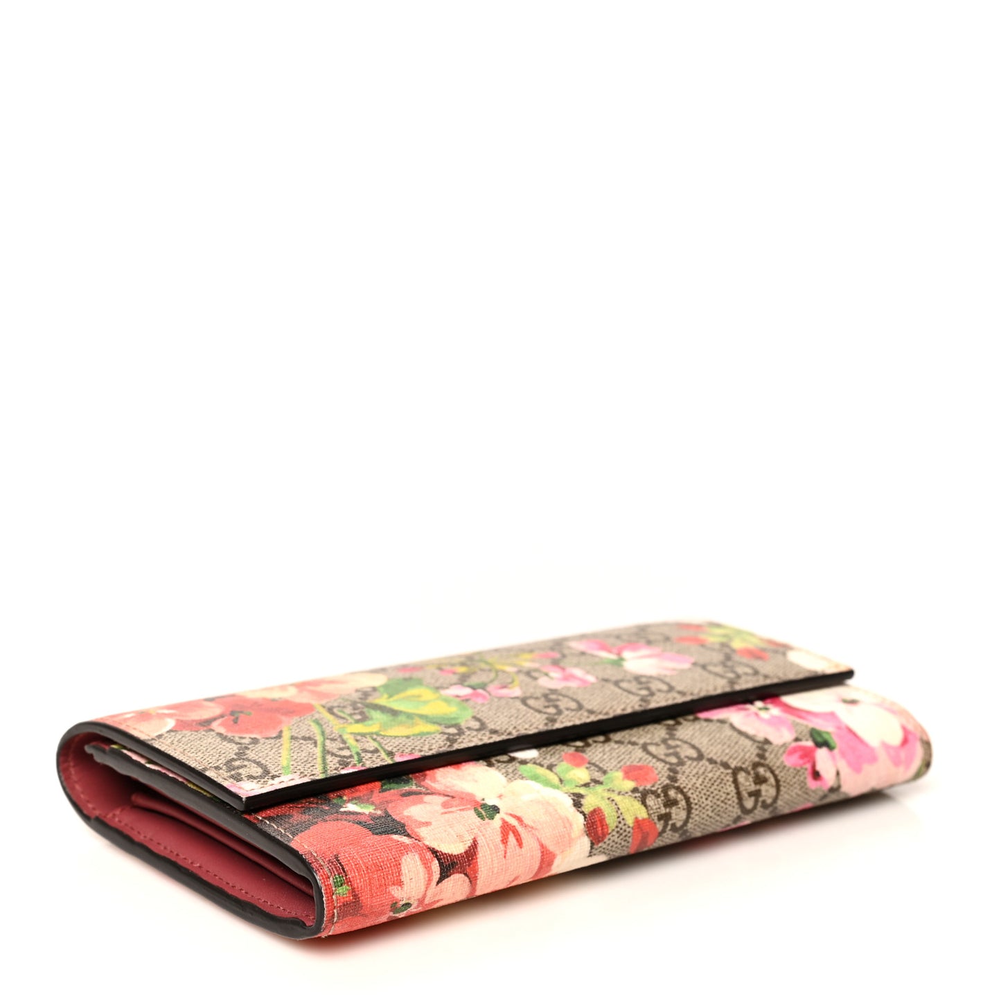GG Supreme Monogram Blooms Continental Wallet Beige Multicolor Dry Rose