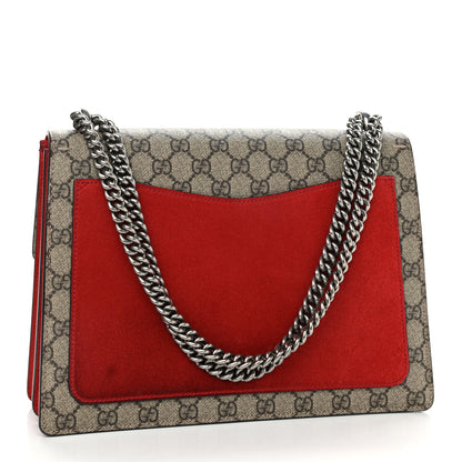 Gucci GG Supreme Monogram Suede Cudu Medium Dionysus Shoulder Bag Beige Ebony Vulcanic Red 3 of 16
