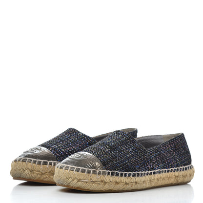 Chanel Tweed Patent Goatskin CC Espadrilles 36 Black Pink Yellow Silver 3 of 21