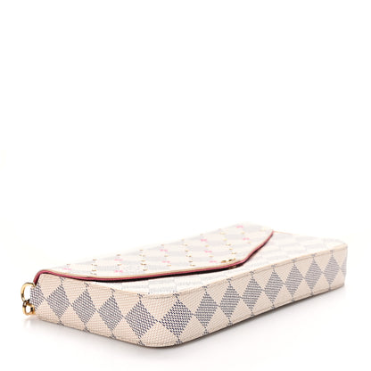 Louis Vuitton Damier Azur Studded Pochette Felicie Chain Wallet Fuchsia 5 of 11