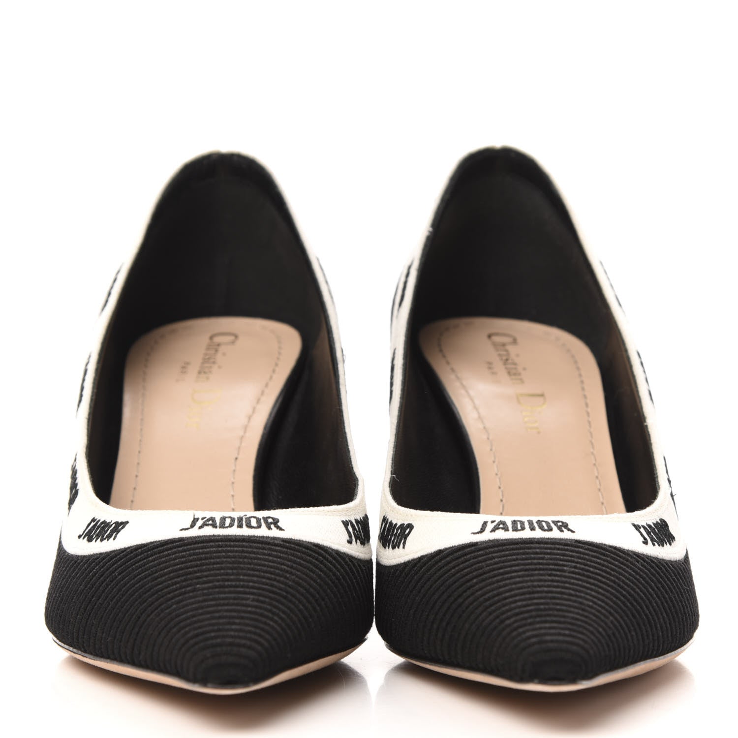 Christian Dior Technical Canvas Ribbon Embroidered J'Adior 65mm Pumps 37.5 Black 3 of 9