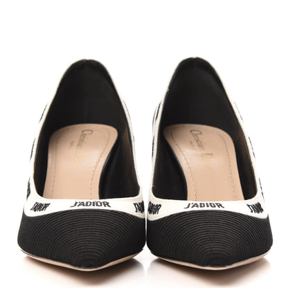 Christian Dior Technical Canvas Ribbon Embroidered J'Adior 65mm Pumps 37.5 Black 3 of 9