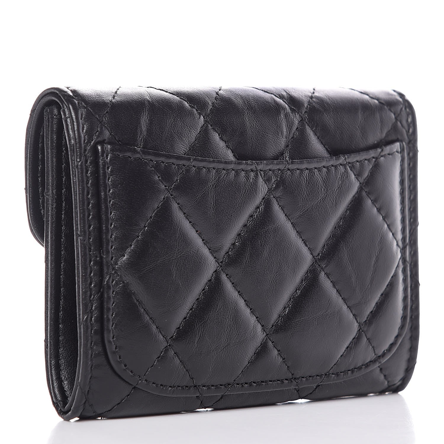Chanel Aged Calfskin Quilted Reissue Flap Card Holder Wallet So Black 3 of 9
