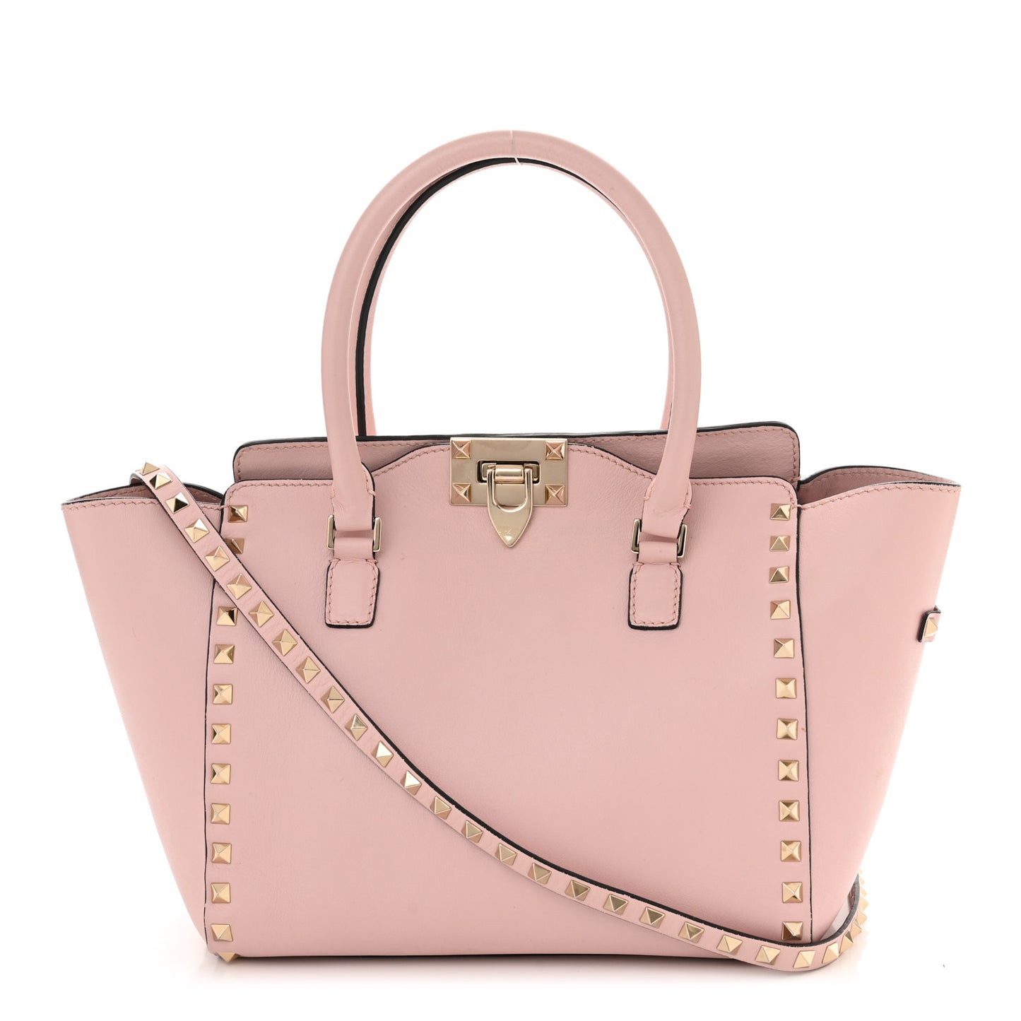 Vitello Small Rockstud Double Handle Tote Water Rose