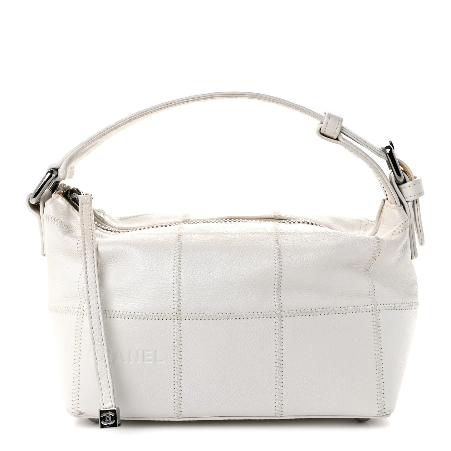 Caviar Square Stitched Bag White
