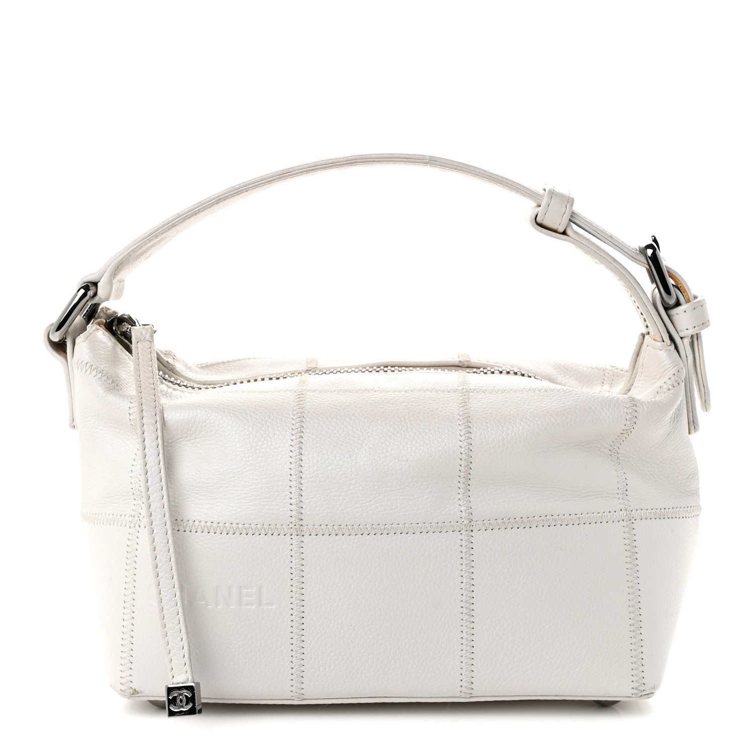 Chanel Caviar Square Stitched Bag White 1 of 10