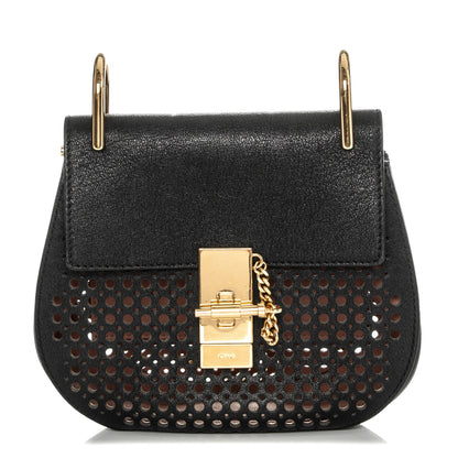 Chloe Calfskin Perforated Mini Drew Shoulder Bag Black 1 of 8