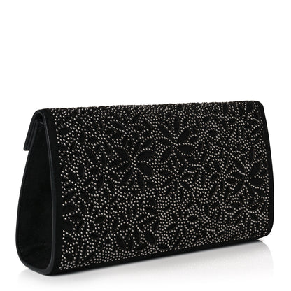 Alaia Suede Studded Foldover Clutch Black 3 of 10