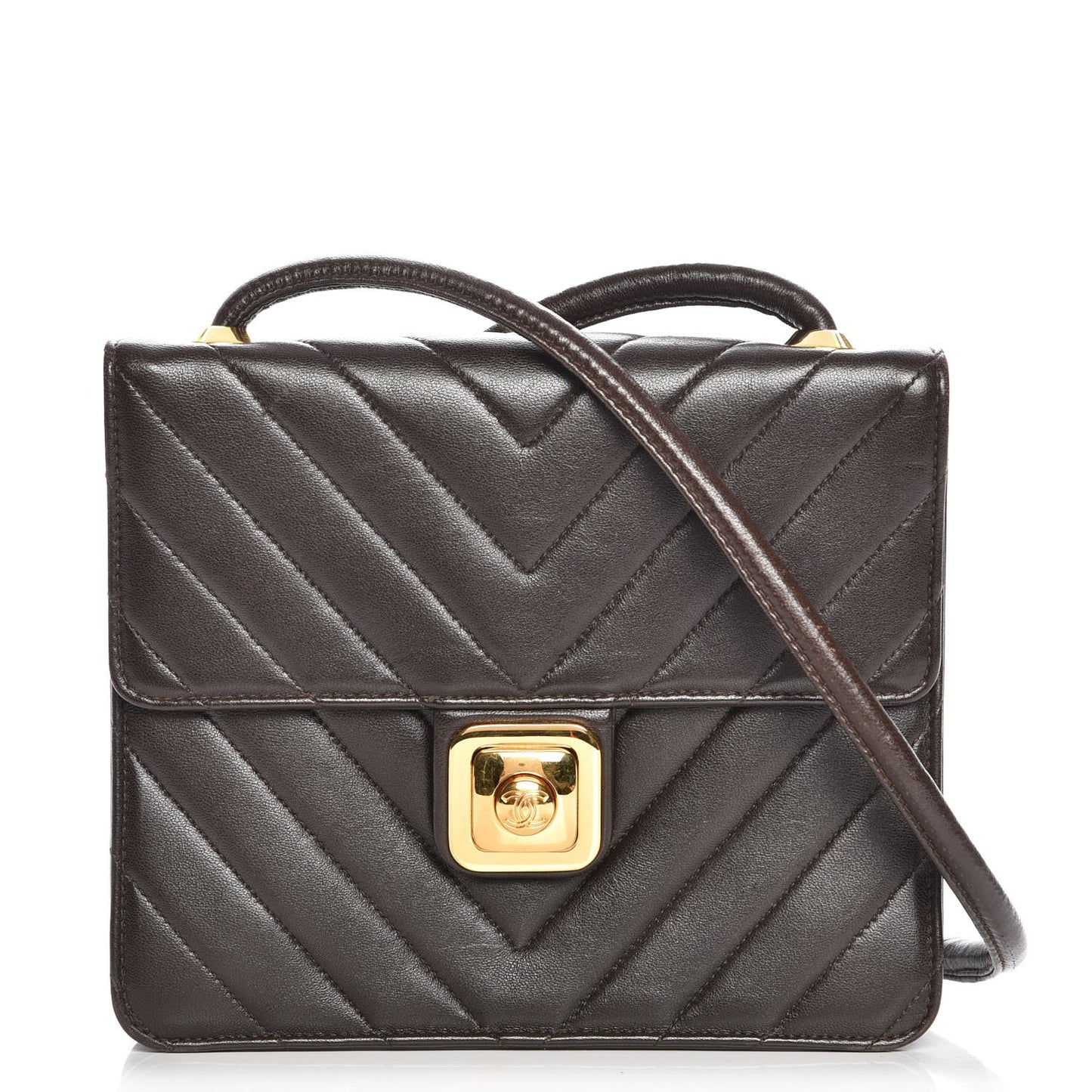 Lambskin Chevron Small Flap Brown