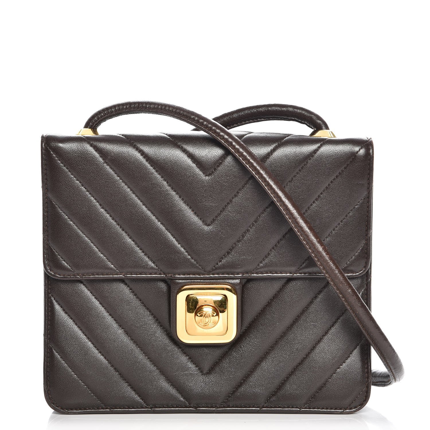 Chanel Lambskin Chevron Small Flap Brown 1 of 8