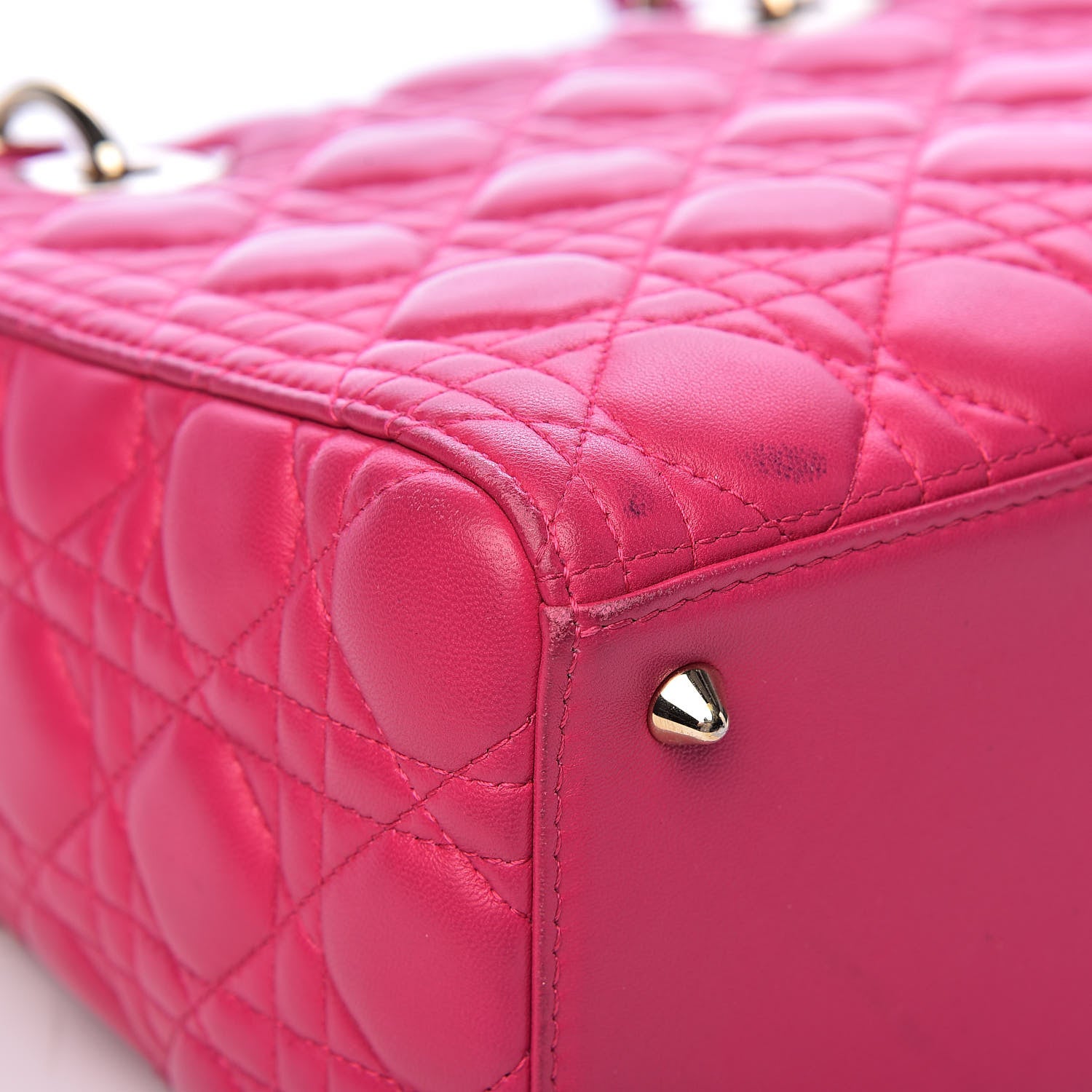 Christian Dior Lambskin Cannage Medium Lady Dior Fuchsia 17 of 21