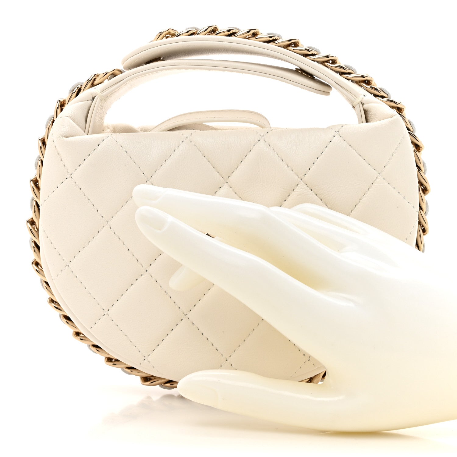 Chanel Lambskin Quilted Chain Around Pouch White 2 of 11