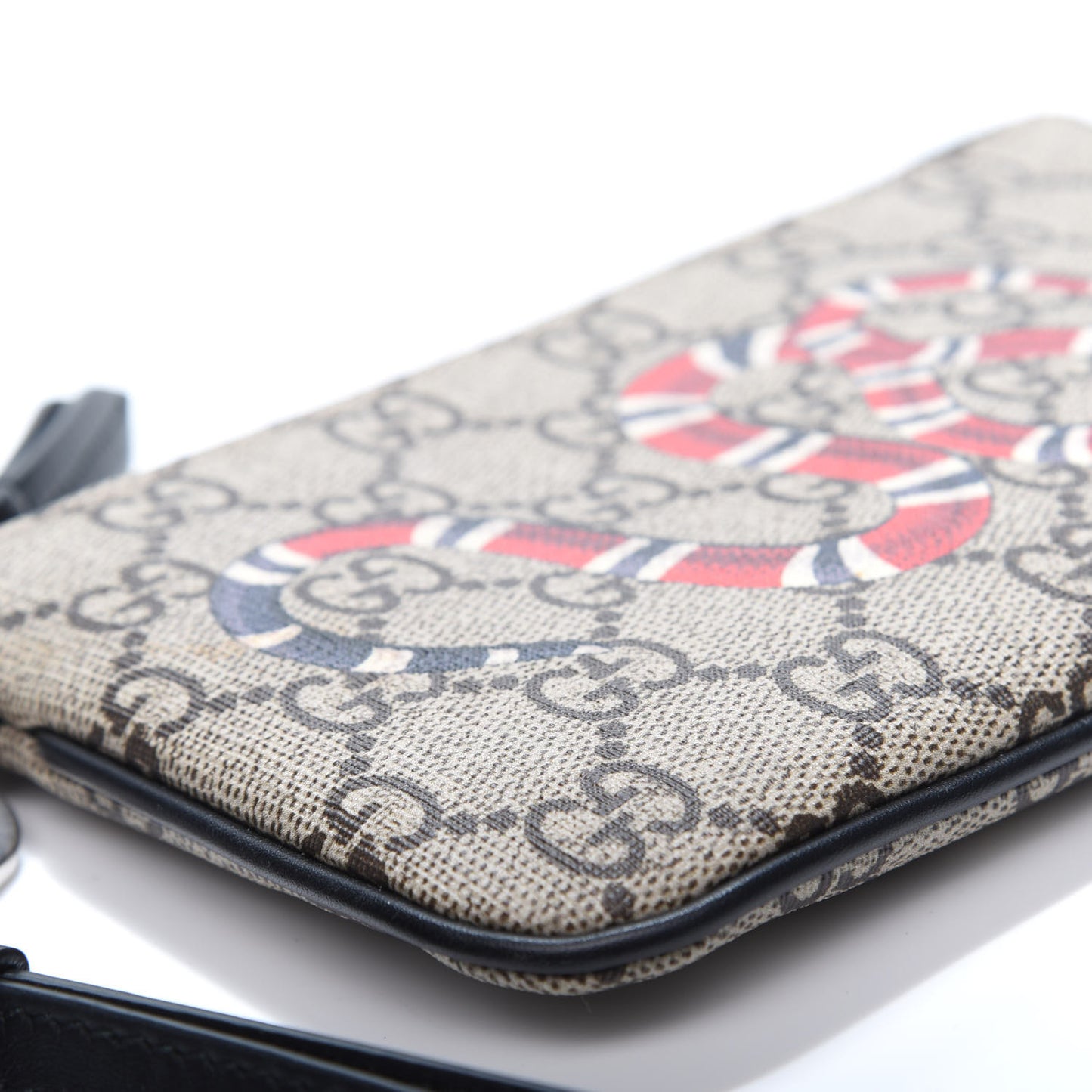 GG Supreme Monogram Kingsnake Zip Pouch Black