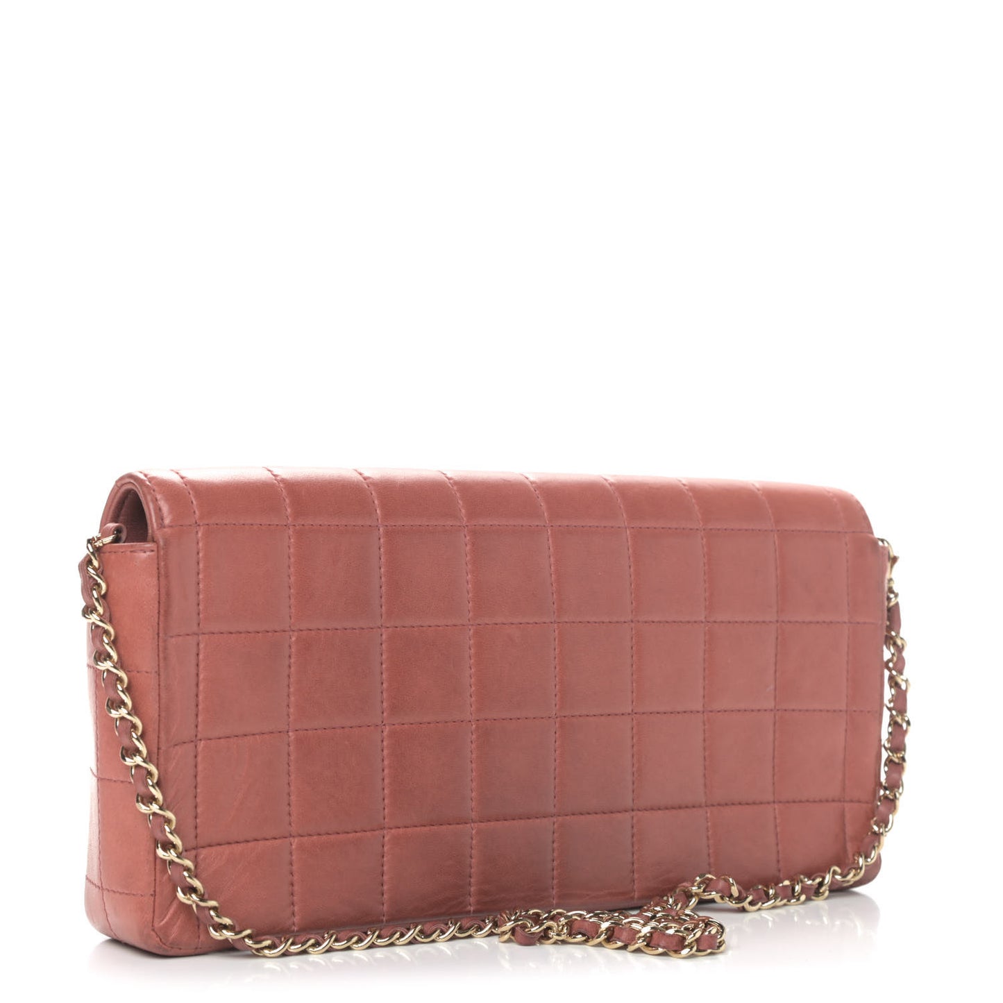 Lambskin East West Chocolate Bar Flap Pink