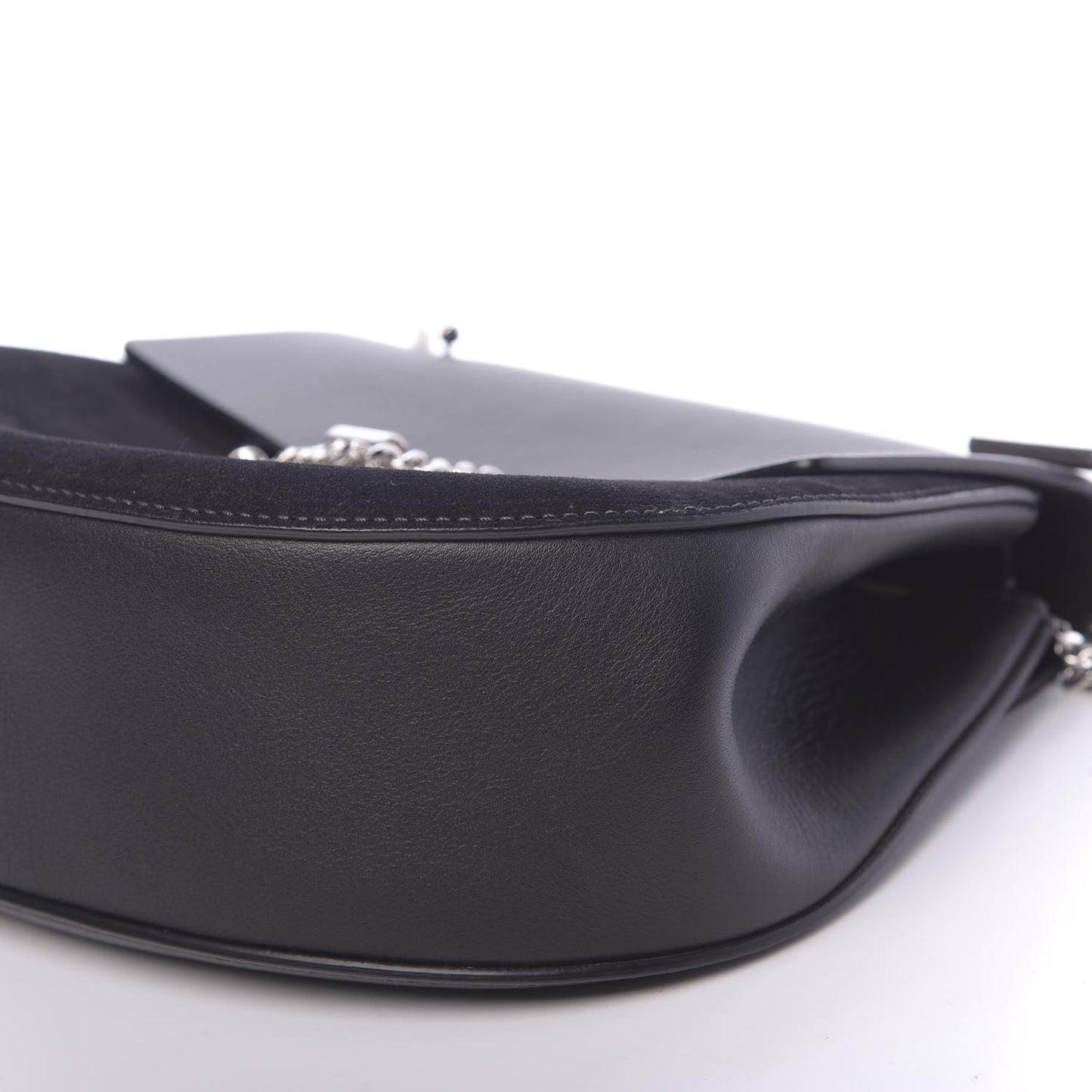 Suede Smooth Calfskin Drew Shoulder Bag Black