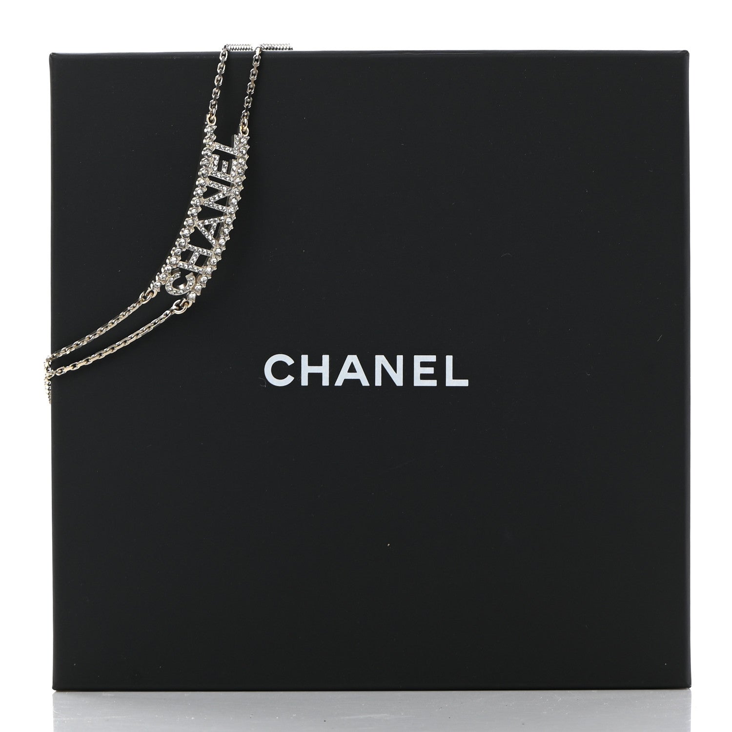 Chanel Metal Crystal Logo Choker Necklace Gold 7 of 7