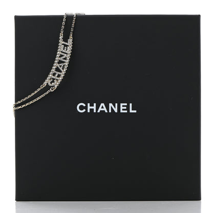 Chanel Metal Crystal Logo Choker Necklace Gold 7 of 7