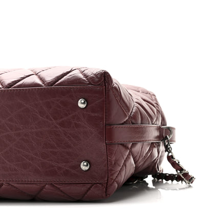 Chanel Aged Calfskin Small Bowling Bag Burgundy 10 of 11