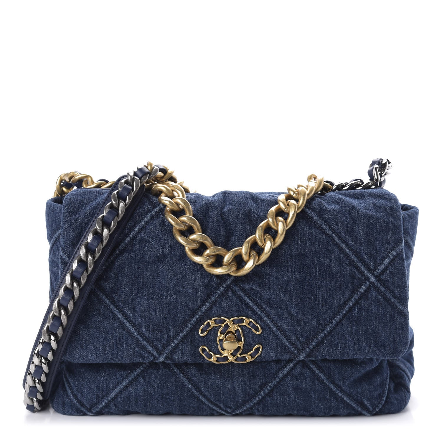 Chanel Denim Quilted Large Chanel 19 Flap Blue 1 of 10