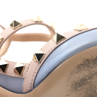 Valentino Garavani Calfskin Nappa Rockstud Ankle Strap 100mm Pumps 37 Grey Blue Poudre 9 of 10