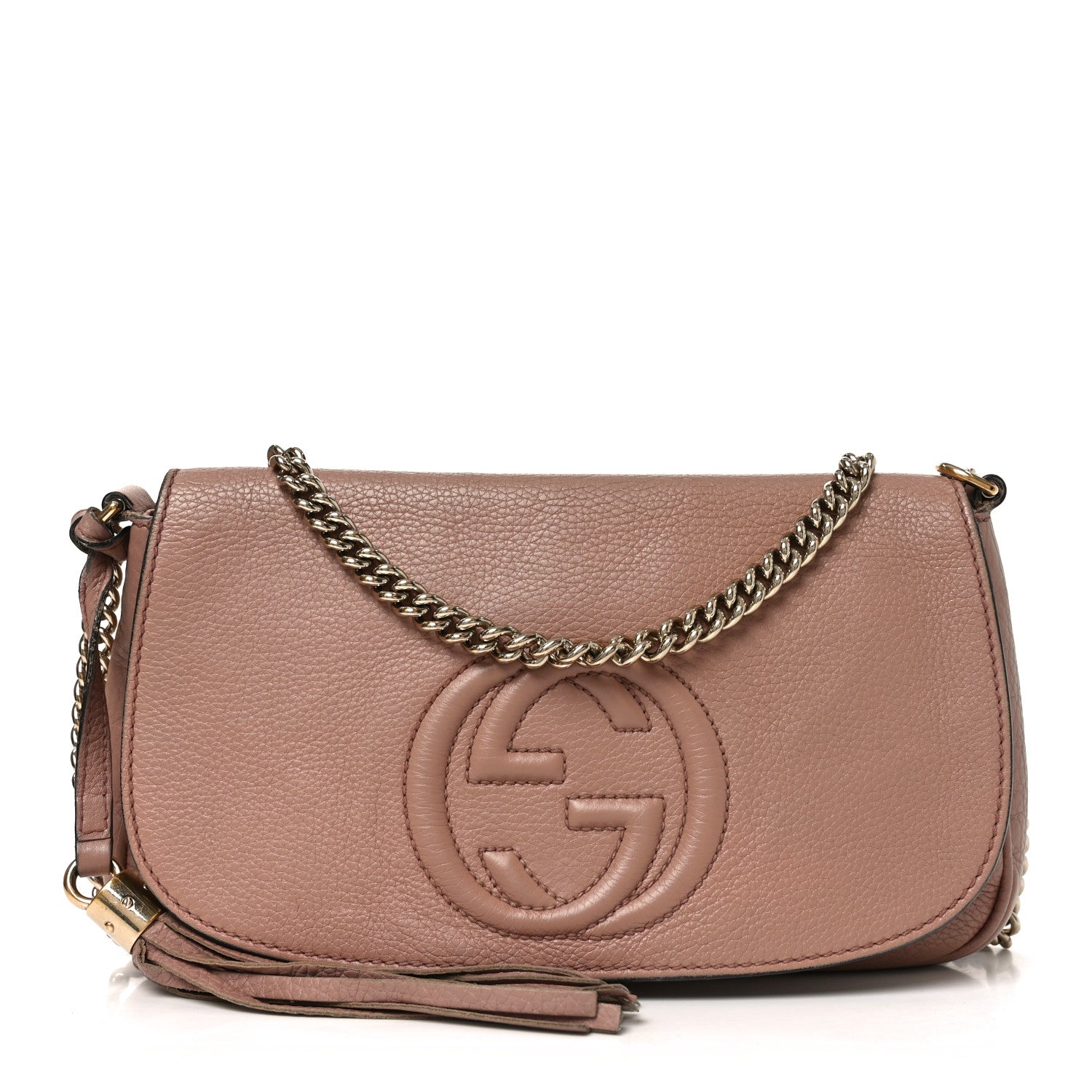 Gucci Pebbled Calfskin Medium Soho Flap Crossbody Pale Pink 1 of 10