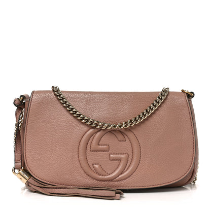 Gucci Pebbled Calfskin Medium Soho Flap Crossbody Pale Pink 1 of 10