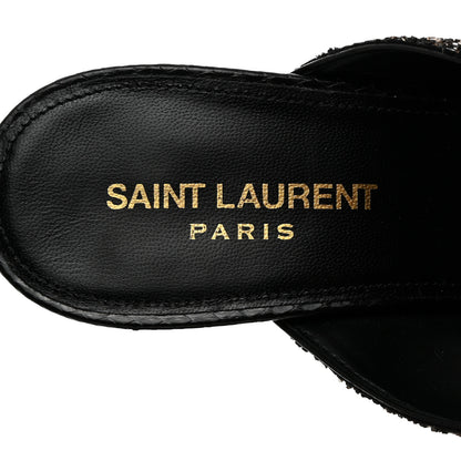 Saint Laurent Glitter LouLou 95 Mule Sandals 39.5 Midnight Black 6 of 10