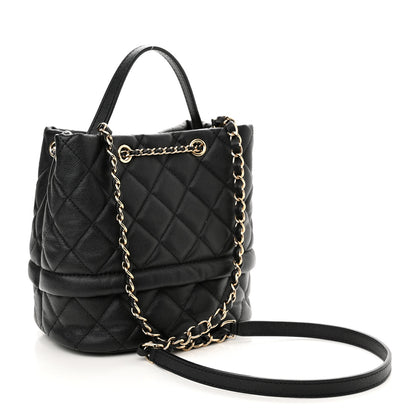 Chanel Caviar Quilted Rolled Up Bucket Drawstring Bag Black 2 of 10