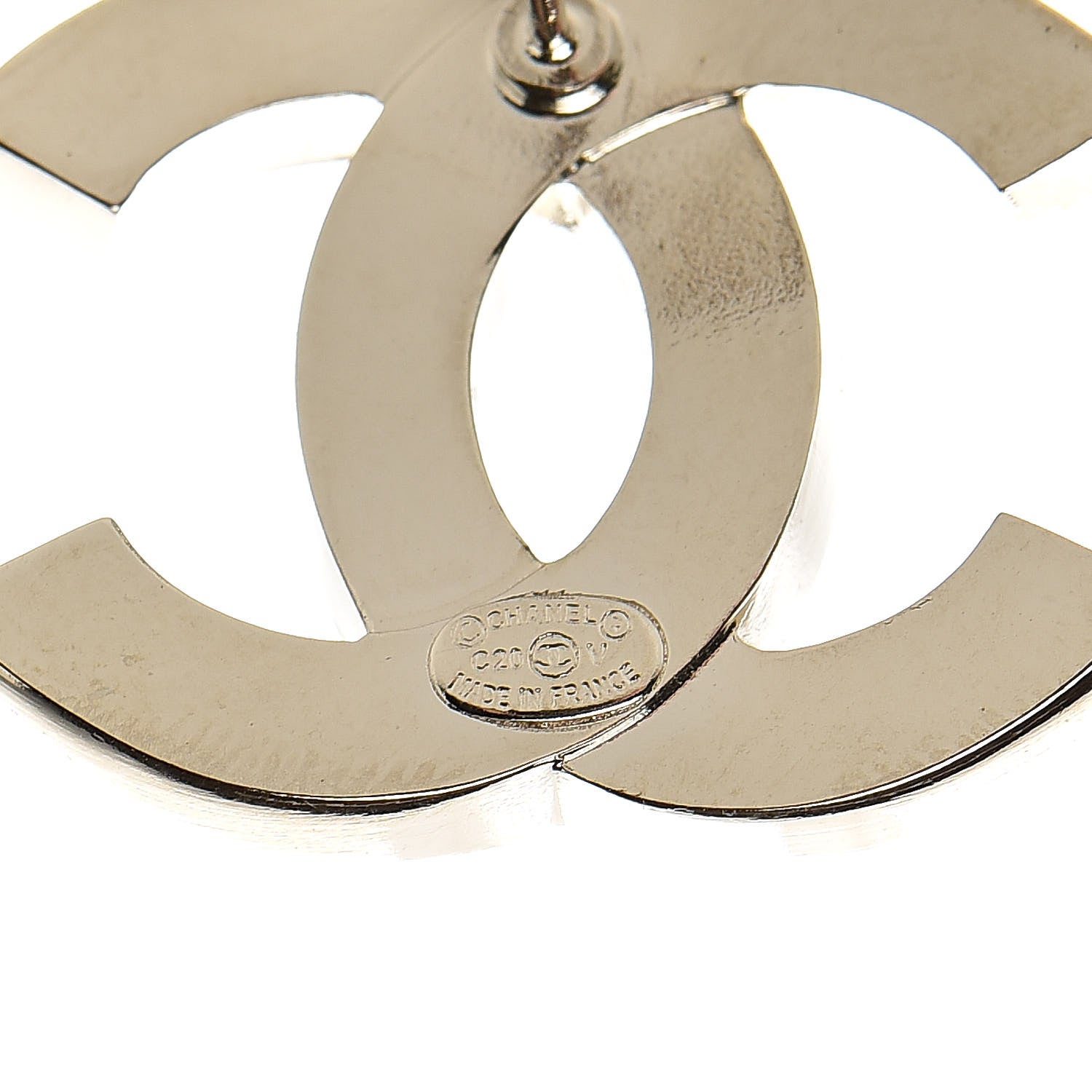 Chanel Crystal Large CC Earrings Silver 4 of 5