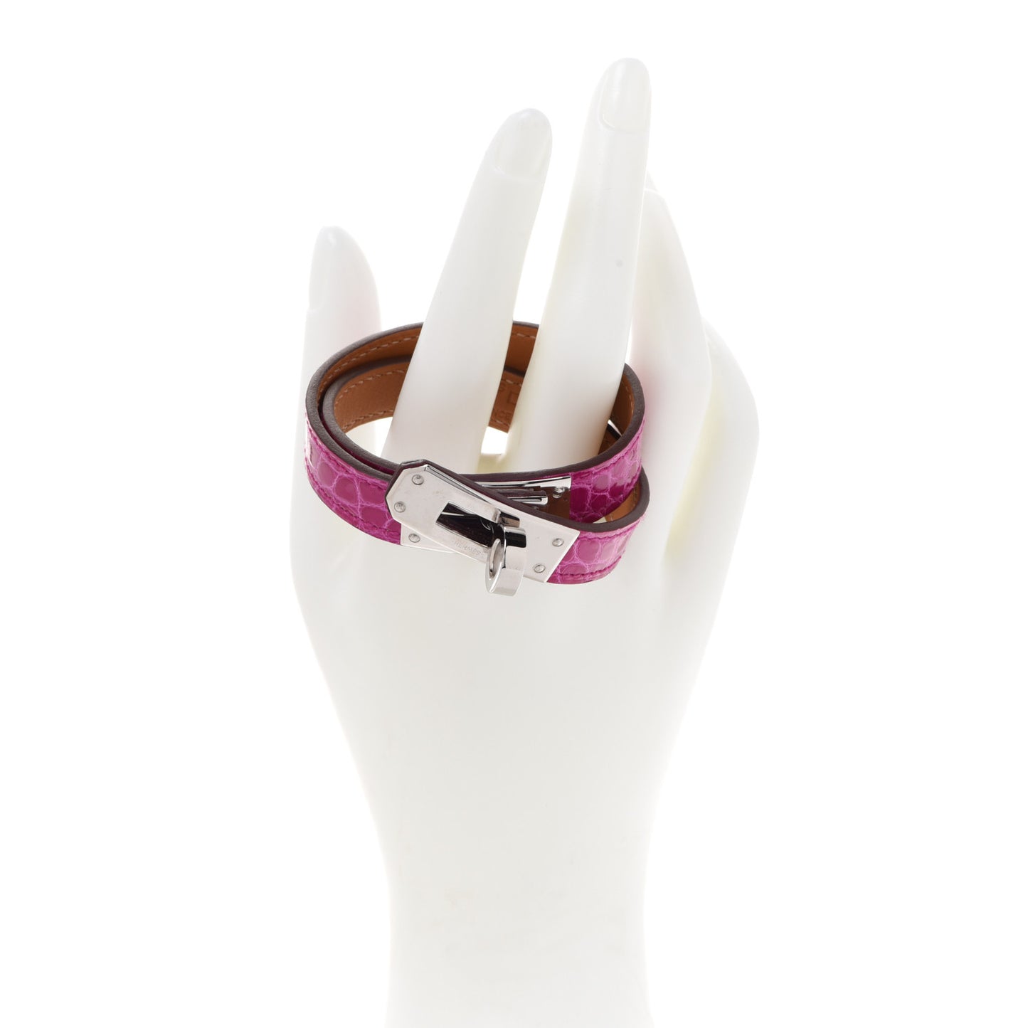 Shiny Alligator Kelly Double Tour Bracelet S Rose Scheherazade