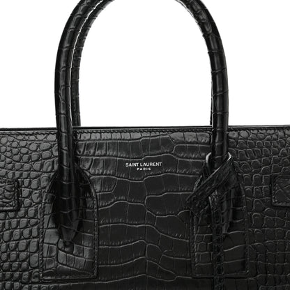 Saint Laurent Calfskin Crocodile Embossed Small Sac de Jour Black 7 of 10