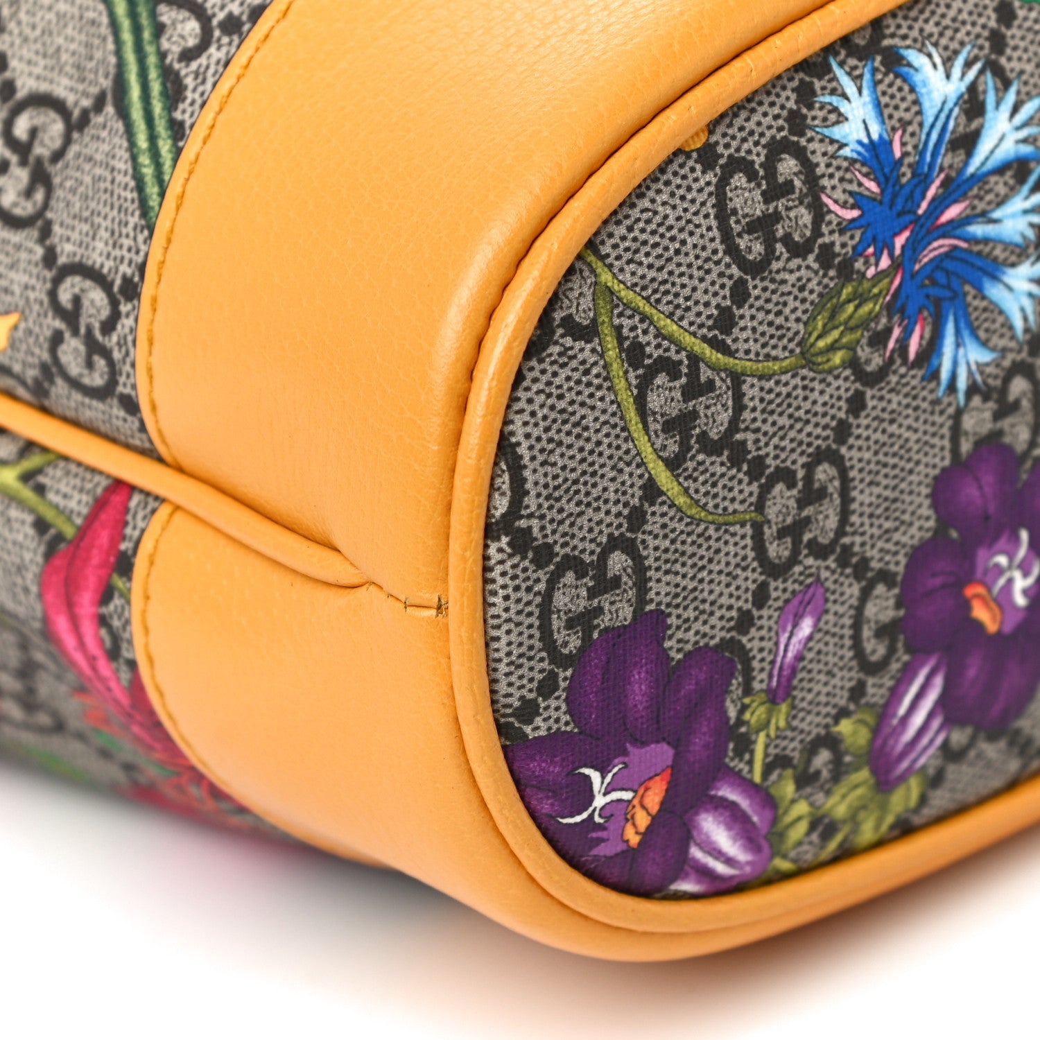 Gucci GG Supreme Monogram Flora Small Ophidia Bucket Bag Beige Multicolor Crop 10 of 11