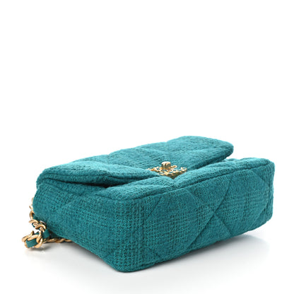 Chanel Tweed Quilted Medium Chanel 19 Flap Green 4 of 10