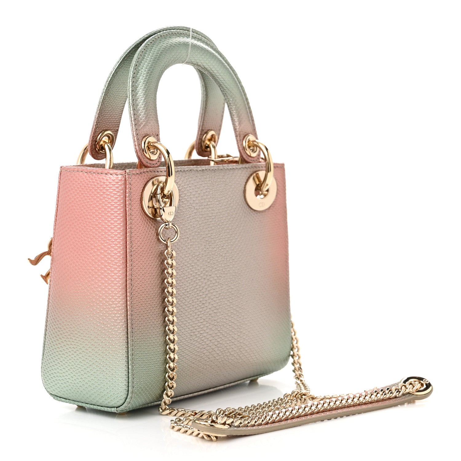 Christian Dior Karung Gradient Mini Lady Dior Pink Green 3 of 11